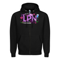 Black Valentine LPN Zipper Hoodie - CowhideDigitalArt