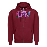 Burgundy Valentine LPN Zipper Hoodie - CowhideDigitalArt