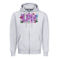 Heather Grey Valentine LPN Zipper Hoodie - CowhideDigitalArt