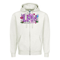 Oatmeal Heather Valentine LPN Zipper Hoodie - CowhideDigitalArt