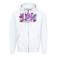 White Valentine LPN Zipper Hoodie - CowhideDigitalArt