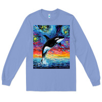 Colony Blue Orca Killer Whale Starry Night Colorful Ocean Art By Aja Long Sleeve Tee - trangStudio