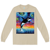 Mushroom Orca Killer Whale Starry Night Colorful Ocean Art By Aja Long Sleeve Tee - trangStudio