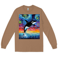 Toasted Coconut Orca Killer Whale Starry Night Colorful Ocean Art By Aja Long Sleeve Tee - trangStudio