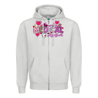 Dove Grey Valentine Medical Assistant Zipper Hoodie - CowhideDigitalArt