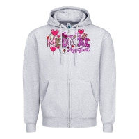 Heather Grey Valentine Medical Assistant Zipper Hoodie - CowhideDigitalArt