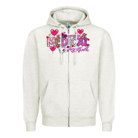 Oatmeal Heather Valentine Medical Assistant Zipper Hoodie - CowhideDigitalArt