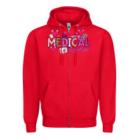 Red Valentine Medical Assistant Zipper Hoodie - CowhideDigitalArt