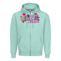 Seafoam Valentine Medical Assistant Zipper Hoodie - CowhideDigitalArt
