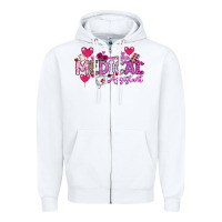 White Valentine Medical Assistant Zipper Hoodie - CowhideDigitalArt