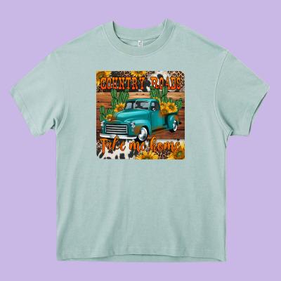 Country Roads Take Me Home Truck Coaster Heavy Core Tee Designed By Jasminsmagicworld