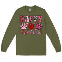 Army Green happy valentine's day paws Long Sleeve Tee - OliviaCreatesArt