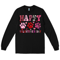 Black happy valentine's day paws Long Sleeve Tee - OliviaCreatesArt