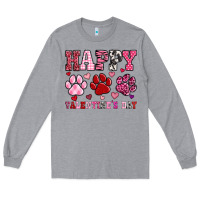 Heather Grey happy valentine's day paws Long Sleeve Tee - OliviaCreatesArt
