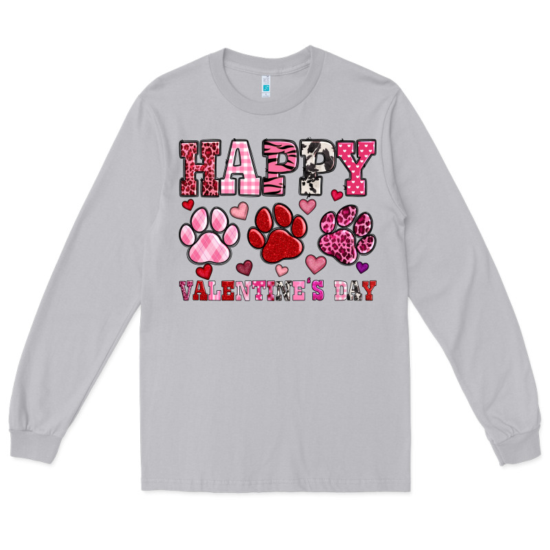 Happy Valentine's Day Paws Long Sleeve Tee by OliviaCreatesArt | Teevron