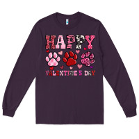 Plum happy valentine's day paws Long Sleeve Tee - OliviaCreatesArt