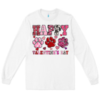 White happy valentine's day paws Long Sleeve Tee - OliviaCreatesArt