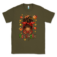 Army Green december girl christmas afro messy bun Classic Tee - texasbilliewilder