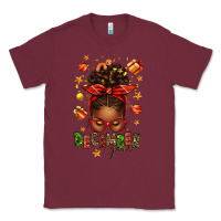 Burgundy december girl christmas afro messy bun Classic Tee - texasbilliewilder