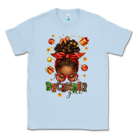 Dusty Blue december girl christmas afro messy bun Classic Tee - texasbilliewilder