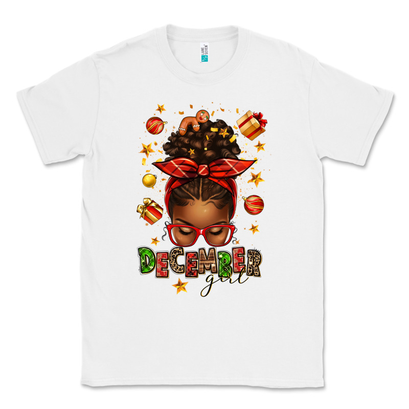 December Girl Christmas Afro Messy Bun Classic Tee by texasbilliewilder | Teevron