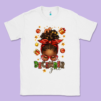 December Girl Christmas Afro Messy Bun Classic Tee Designed By Texasbilliewilder