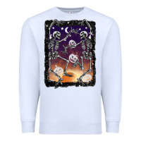 White halloween dancing skeletons stars Premium Sweatshirt - BarkalooDesign