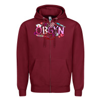 Burgundy Valentine OBGYN Zipper Hoodie - CowhideDigitalArt