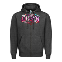 Charcoal Heather Valentine OBGYN Zipper Hoodie - CowhideDigitalArt