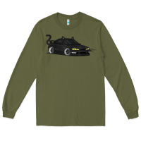 Army Green spooky halloween jdm s14 silvia 240sx black cat illustrated t shirt Long Sleeve Tee - trangStudio