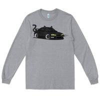 Heather Grey spooky halloween jdm s14 silvia 240sx black cat illustrated t shirt Long Sleeve Tee - trangStudio