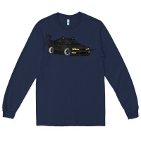 Navy spooky halloween jdm s14 silvia 240sx black cat illustrated t shirt Long Sleeve Tee - trangStudio