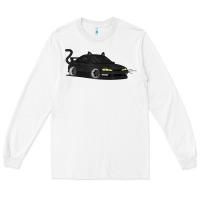 White spooky halloween jdm s14 silvia 240sx black cat illustrated t shirt Long Sleeve Tee - trangStudio