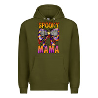 Army Green Spooky Mama Premium Hoodie - CowhideDigitalArt