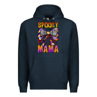 Navy Spooky Mama Premium Hoodie - CowhideDigitalArt