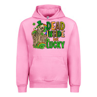 Fuchsia Pink dead inside but lucky  with skeleton Urban Hoodie - AdoDesignShop
