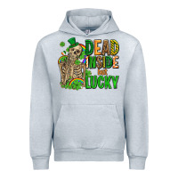 Heather Grey dead inside but lucky  with skeleton Urban Hoodie - AdoDesignShop
