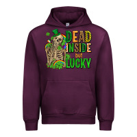 Mauve Wine dead inside but lucky  with skeleton Urban Hoodie - AdoDesignShop