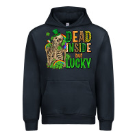 Navy dead inside but lucky  with skeleton Urban Hoodie - AdoDesignShop