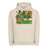 Pigment French Oak dead inside but lucky  with skeleton Urban Hoodie - AdoDesignShop