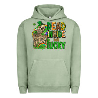 Pigment Oil Green dead inside but lucky  with skeleton Urban Hoodie - AdoDesignShop