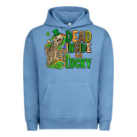 Pigment Pebble Blue dead inside but lucky  with skeleton Urban Hoodie - AdoDesignShop