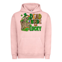 Pigment Salmon dead inside but lucky  with skeleton Urban Hoodie - AdoDesignShop