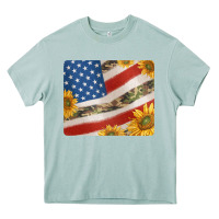 Arona american flag sunflowers and canouflage print veteran mousepad Heavy Core Tee - Jasminsmagicworld