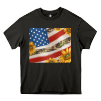 American Flag Sunflowers And Canouflage Print Veteran Mousepad Heavy Core Tee | Teevron