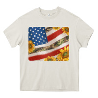 Cream american flag sunflowers and canouflage print veteran mousepad Heavy Core Tee - Jasminsmagicworld