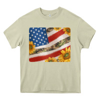 Mossy american flag sunflowers and canouflage print veteran mousepad Heavy Core Tee - Jasminsmagicworld