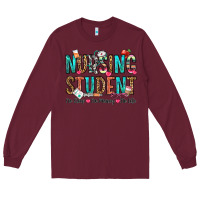 Burgundy nursing student no sleep no money no life Long Sleeve Tee - OliviaCreatesArt