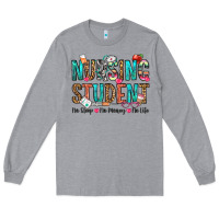 Heather Grey nursing student no sleep no money no life Long Sleeve Tee - OliviaCreatesArt