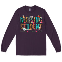 Plum nursing student no sleep no money no life Long Sleeve Tee - OliviaCreatesArt